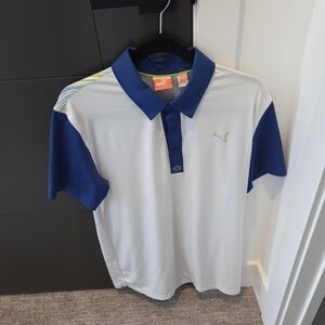 Puma Blue and White Polo Golf Shirt